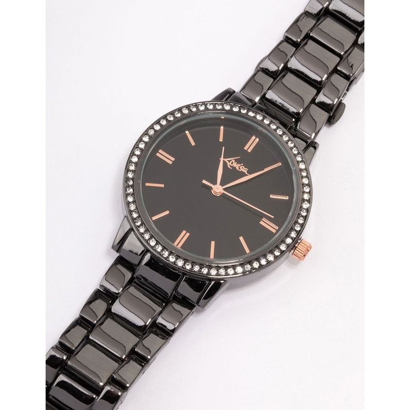 Black Crystal Bezel Watch