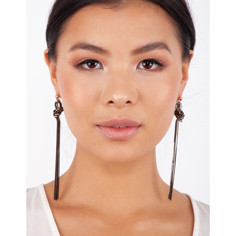 Gold Black Snake Chain Knot Earrings