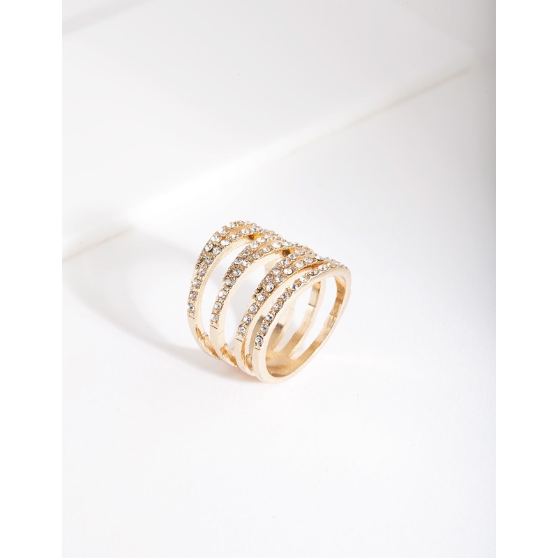Gold Diamante Zig Zag Ring|SM|ML