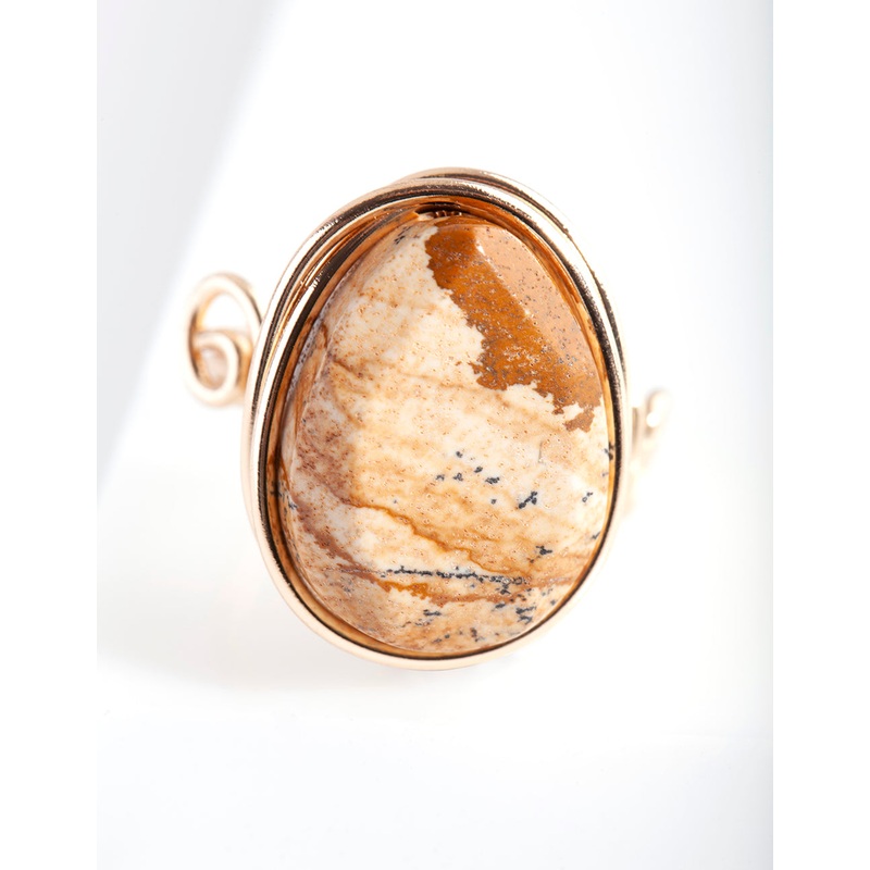 Gold Natural Stone Wire Wrapped Ring