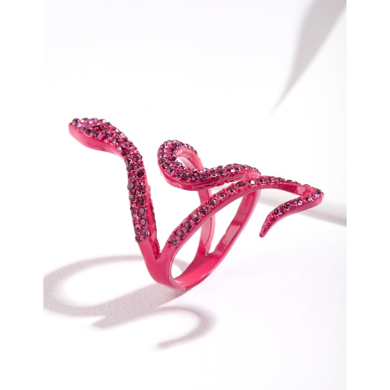 Pink Diamante Swirl Snake Ring