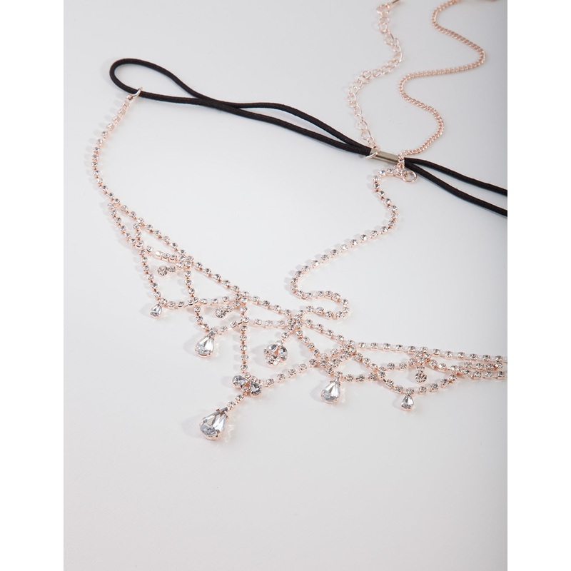 Rose Gold Crystal Jewel Drop Headchain