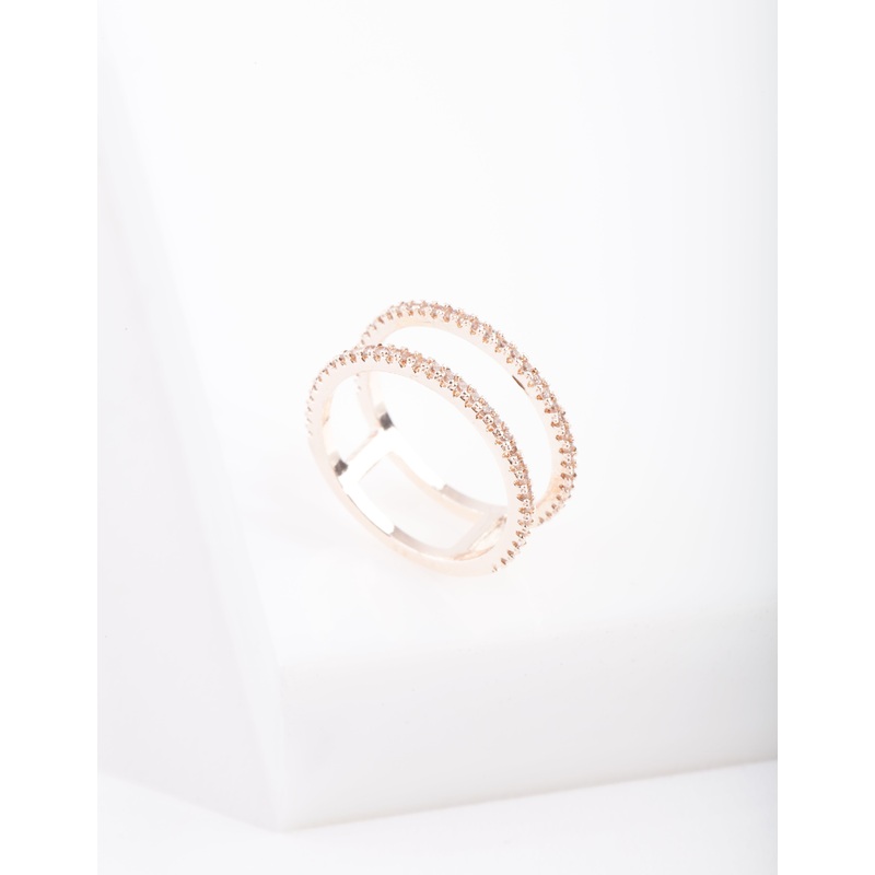 Rose Gold Cubic Zirconia Double Band Ring