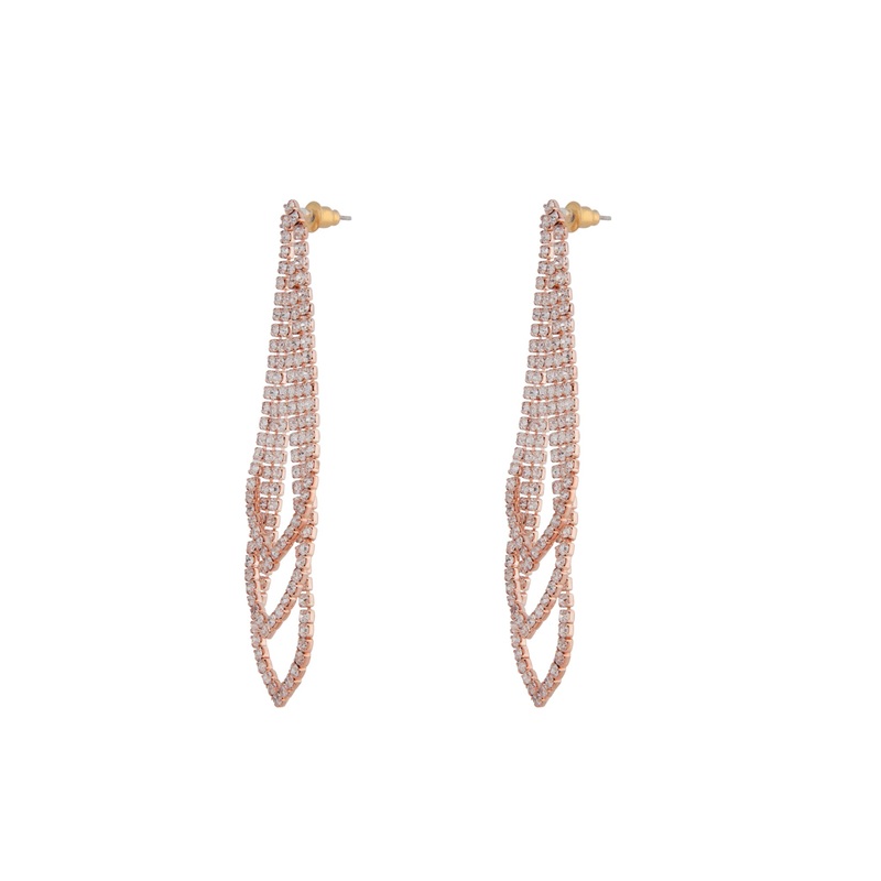 Rose Gold Gradual Loop Cup Chain Earrings