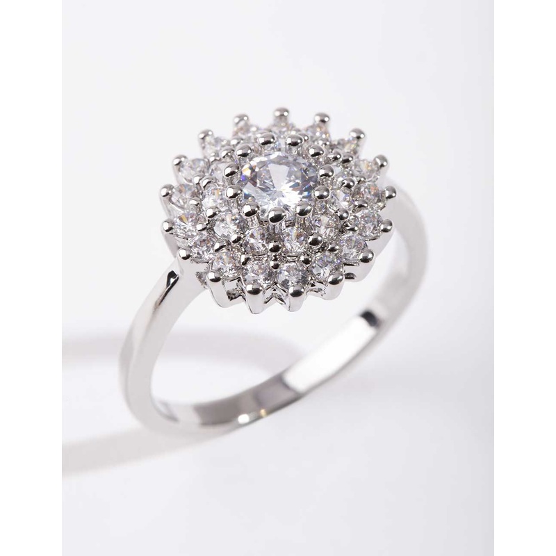 Silver Cubic Zirconia Round Surround Ring