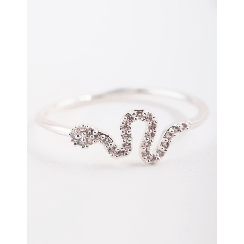 Silver Cubic Zirconia Snake Ring