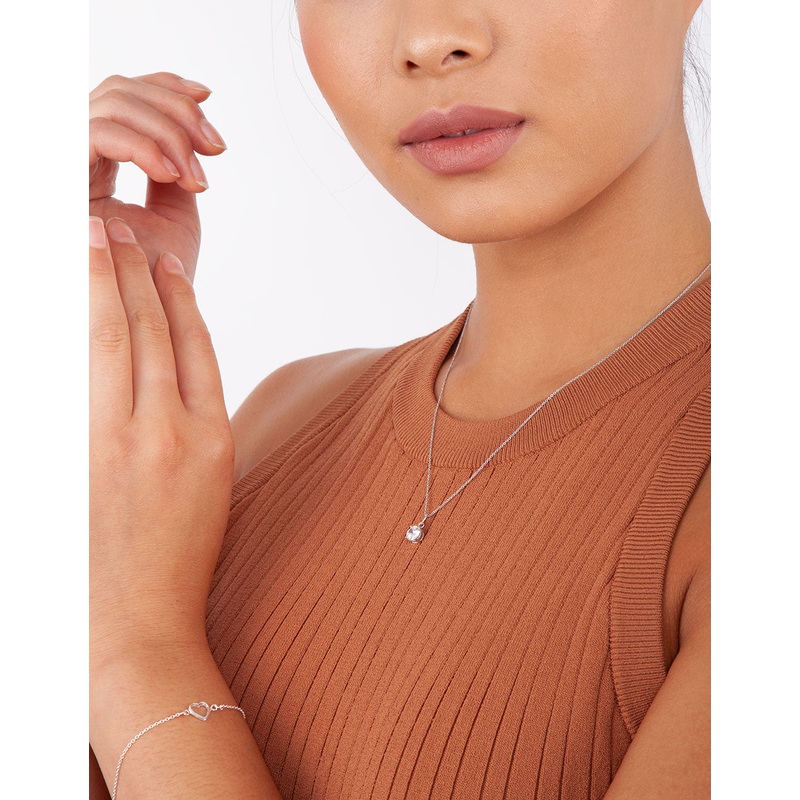 Sterling Silver Cut Out Fine Heart Bracelet