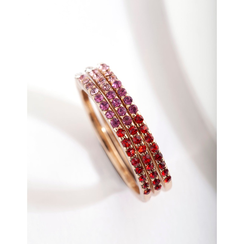 Tones of Red Ombre Diamante Ring Pack