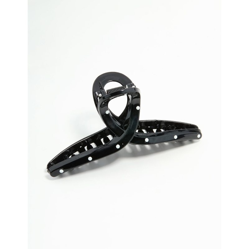 Black & White Polka Dot Loop Claw Clip