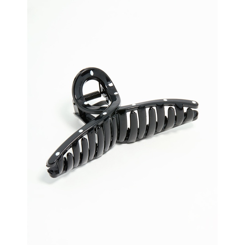 Black & White Polka Dot Loop Claw Clip
