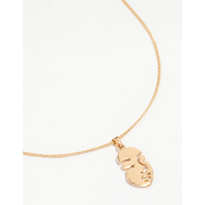 Gold Face Pendant Necklace