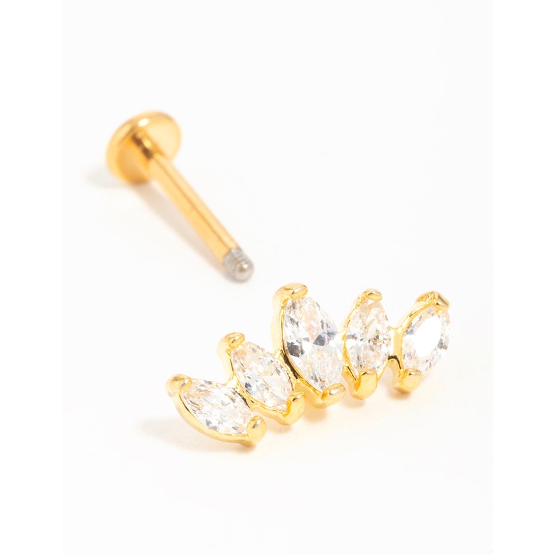 Gold Plated Surgical Steel Diamante Flat Back Stud