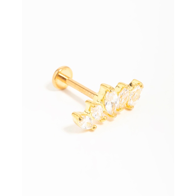 Gold Plated Surgical Steel Diamante Flat Back Stud