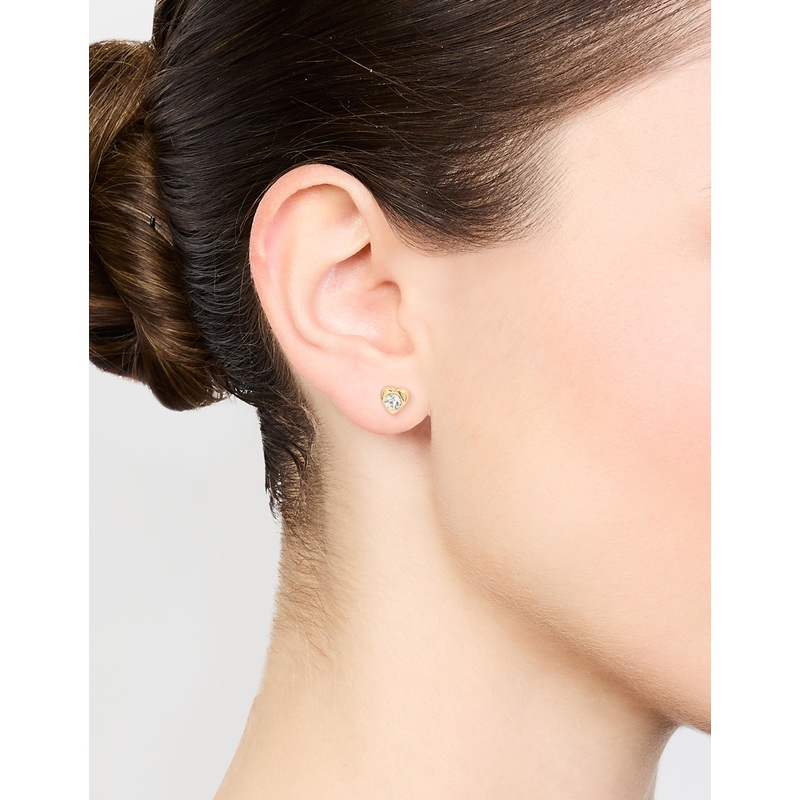 Gold Plated Surgical Steel Diamante Heart Stud Earrings