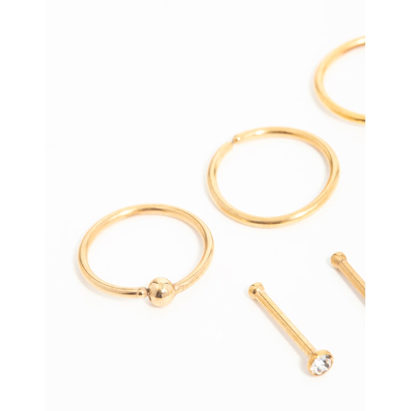 Gold Plated Surgical Steel Micro Star Nose Piercing 6-Pack