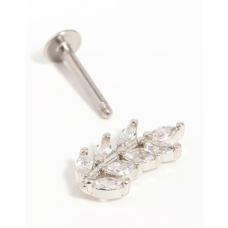 Surgical Steel Cubic Zirconia Vine Flatback Stud