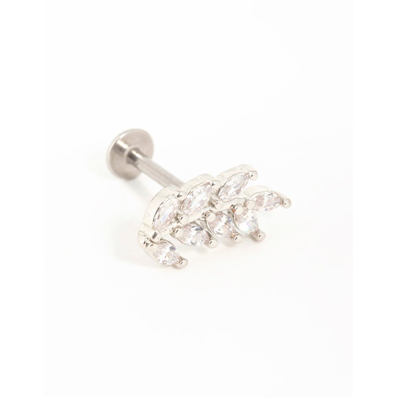 Surgical Steel Cubic Zirconia Vine Flatback Stud