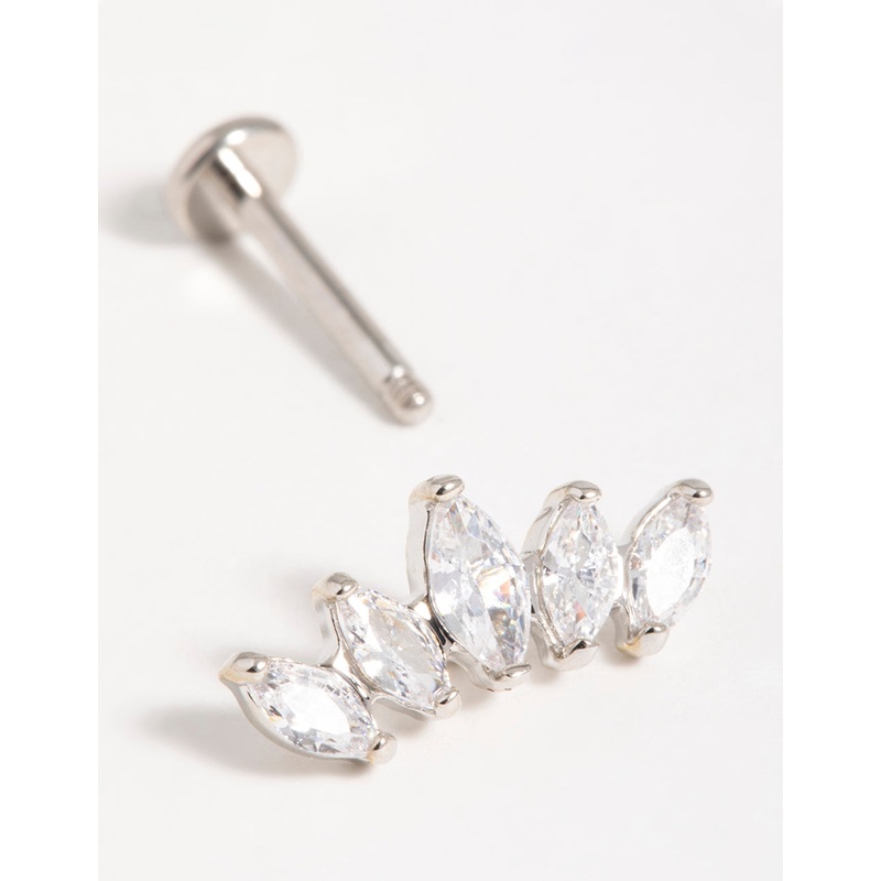 Surgical Steel Diamante Fan Flat Back Stud