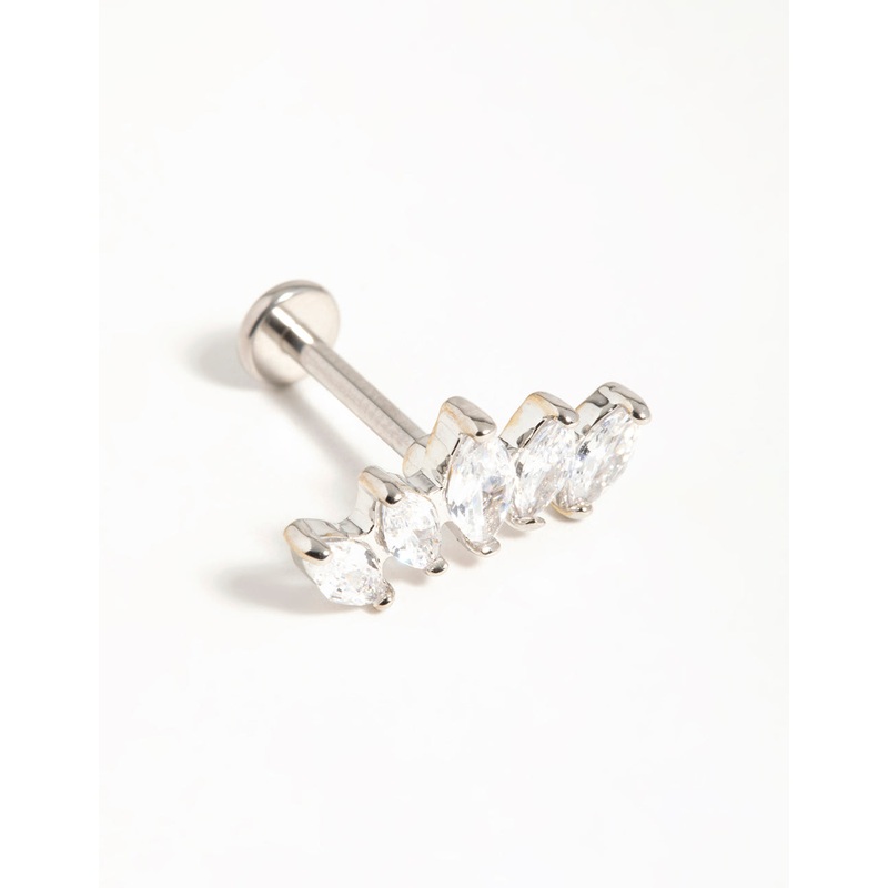 Surgical Steel Diamante Fan Flat Back Stud