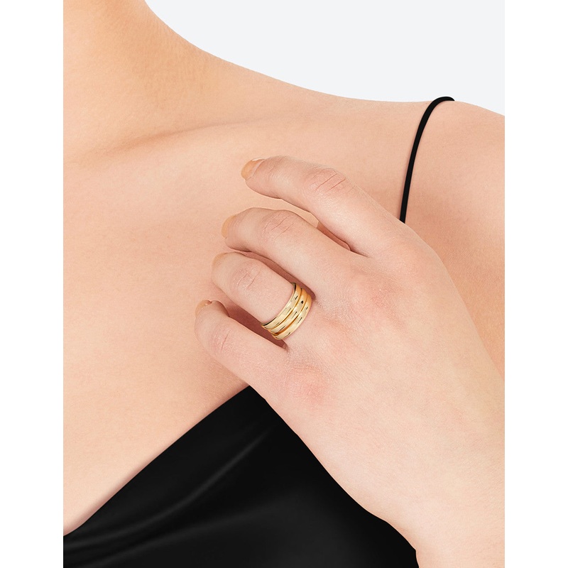 Gold Plated Triple Band Ring|SM|ML