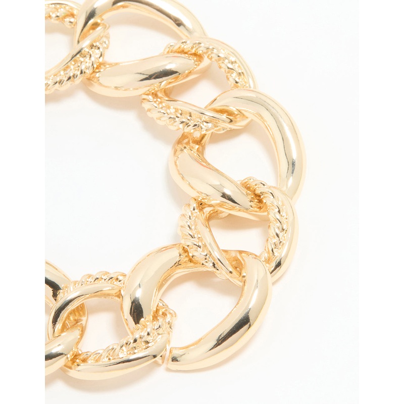 Gold Twisted Curb T & O Bracelet