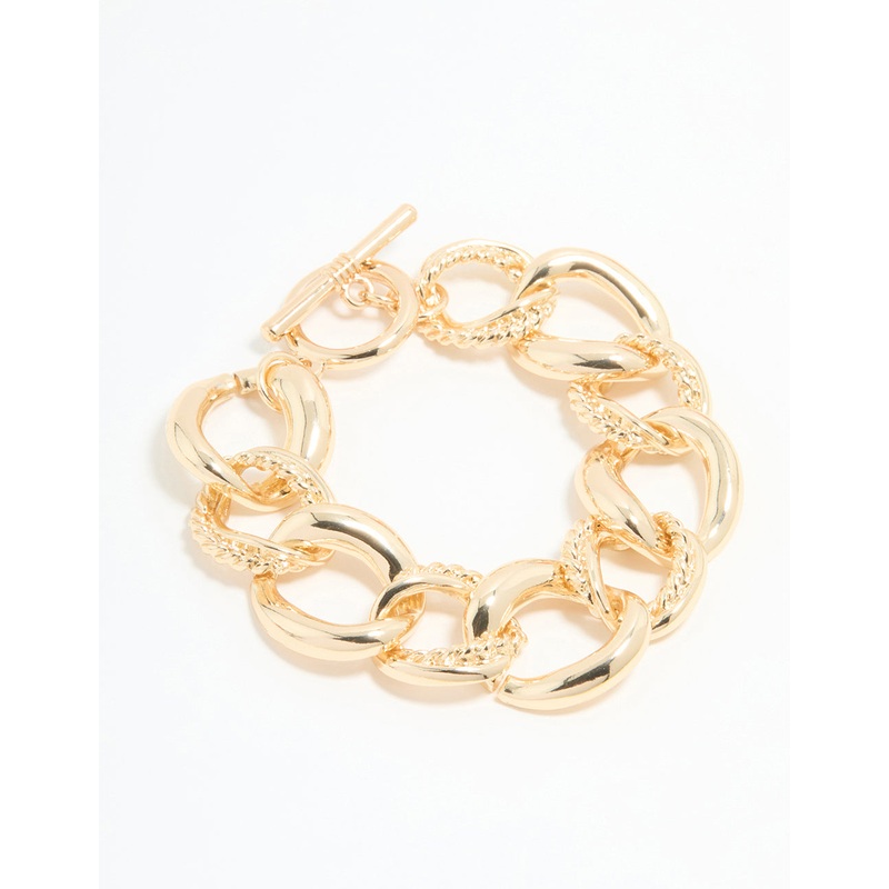 Gold Twisted Curb T & O Bracelet