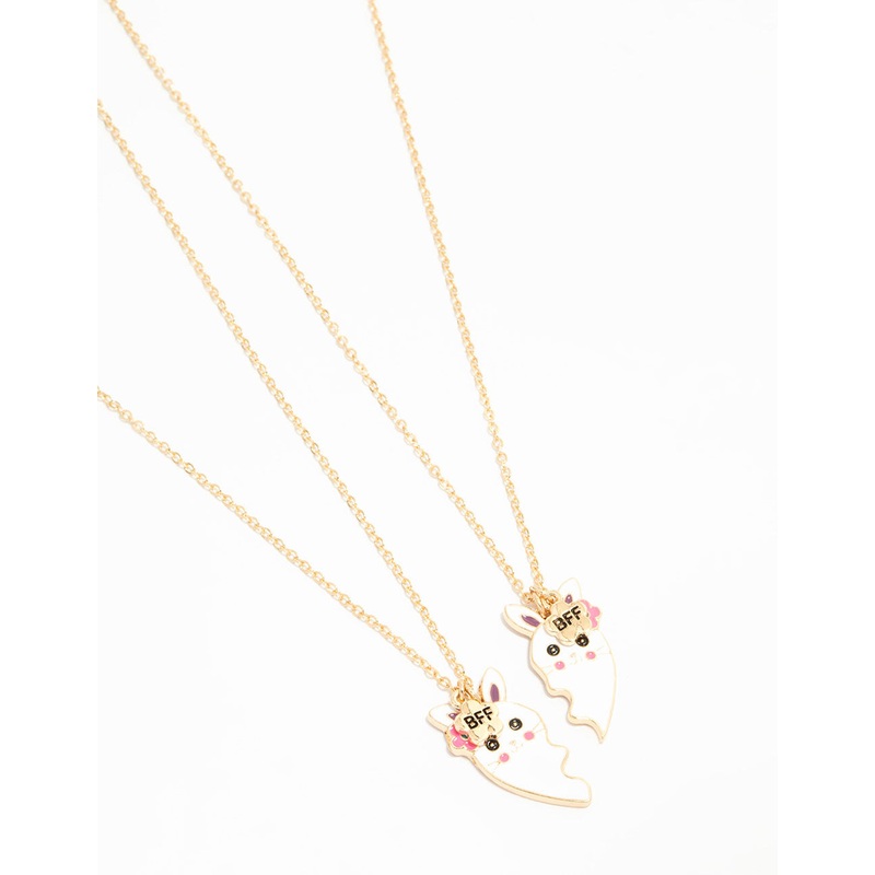 Kids Gold Bunny Heart BFF Pendant Necklaces 2-Pack