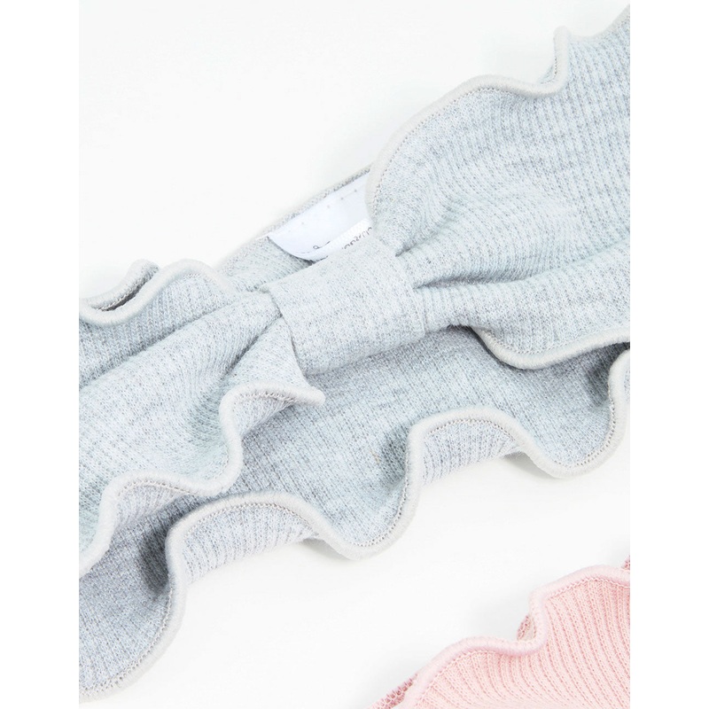 Pink & Grey Ruffled Fabric Headbands 2-Pack