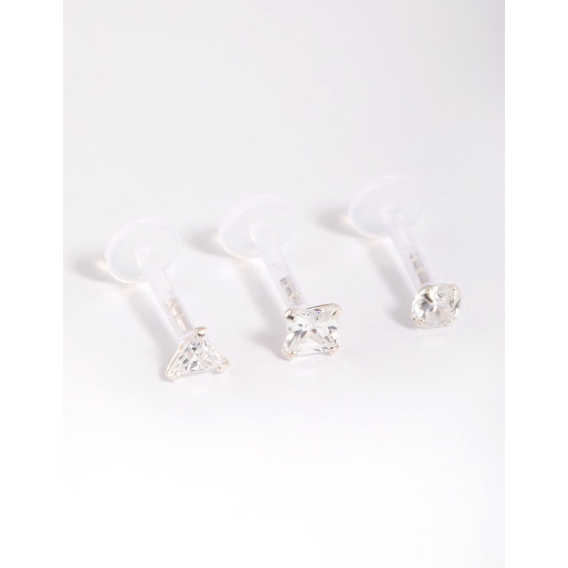 Surgical Steel Cubic Zirconia Triangle Flat Back Pack