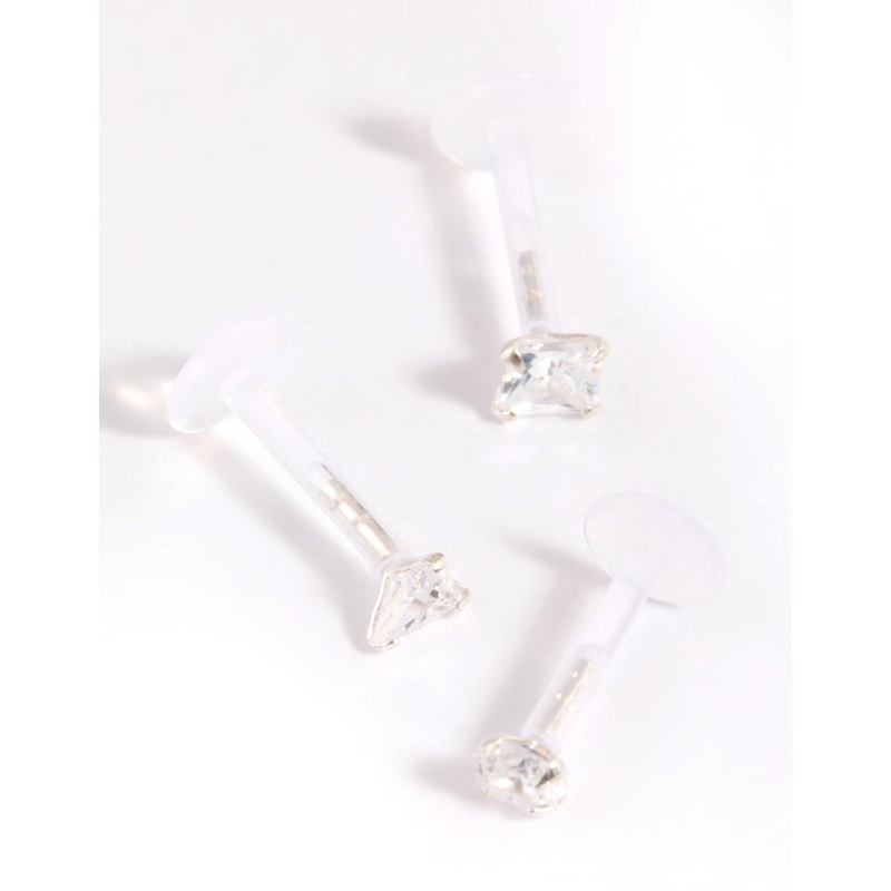 Surgical Steel Cubic Zirconia Triangle Flat Back Pack