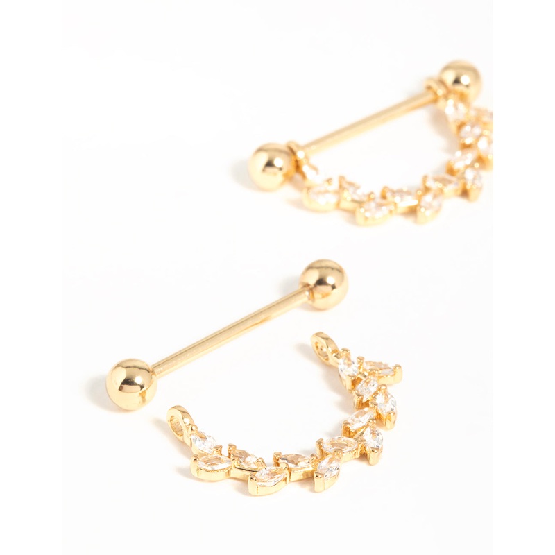 Surgical Steel Cubic Zirconia Vine Nipple Bars 2-Pack