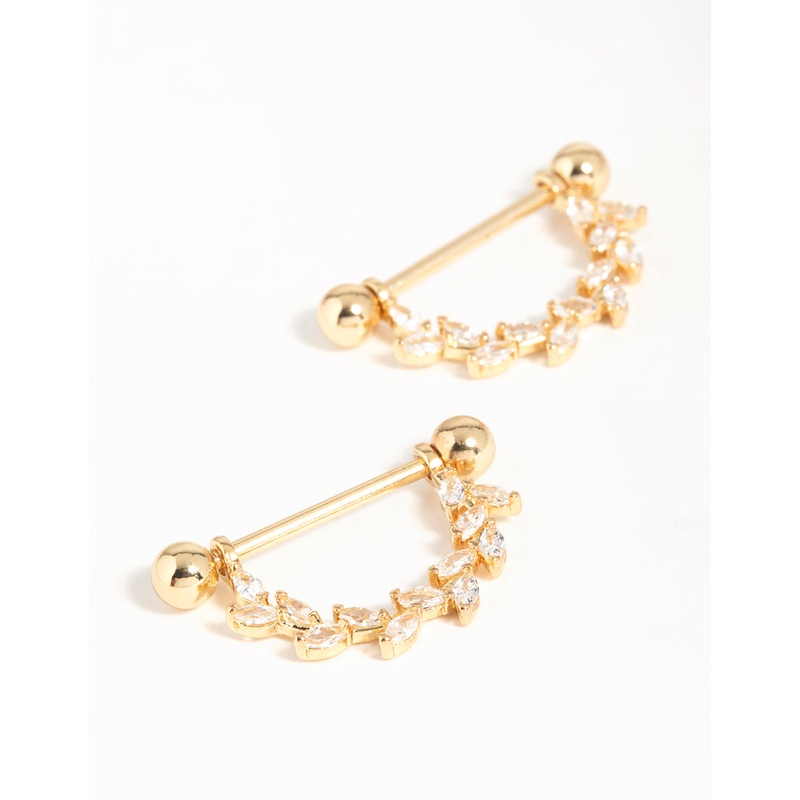 Surgical Steel Cubic Zirconia Vine Nipple Bars 2-Pack