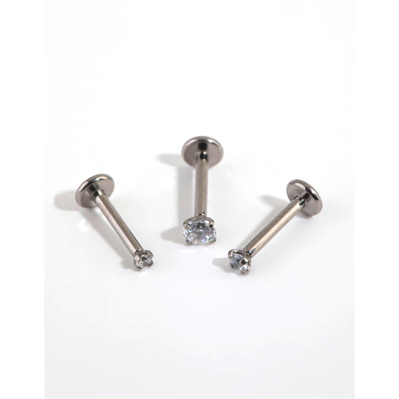 Titanium Graduated Cubic Zirconia Flat Back Pack