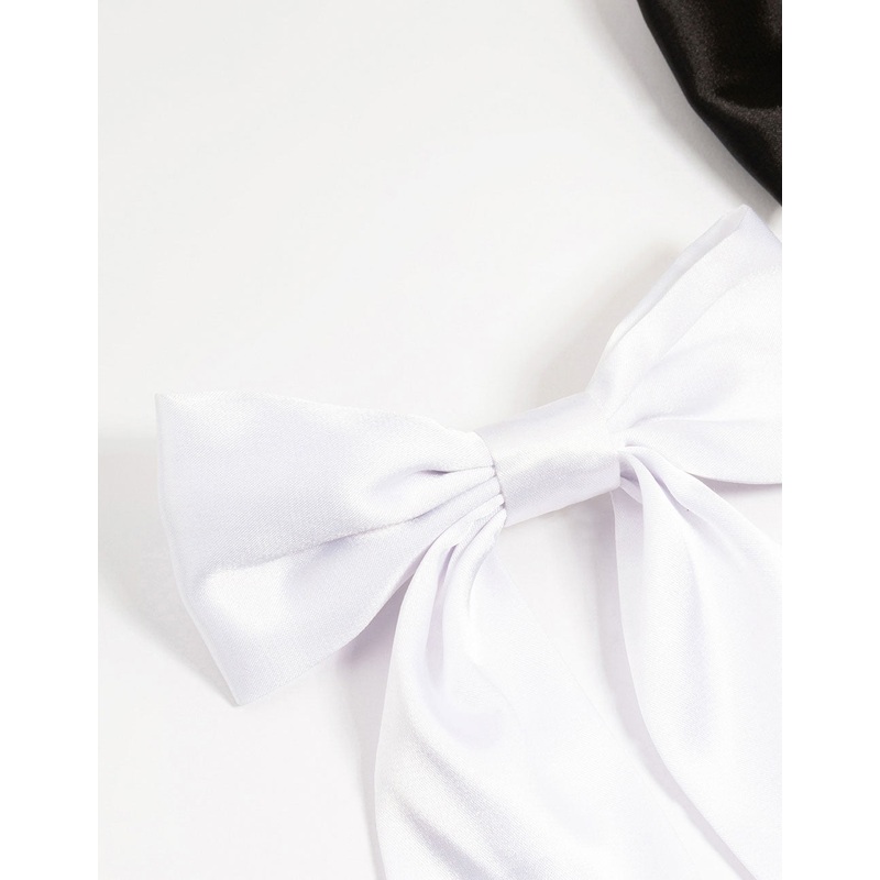 Black & White Fabric Classic Bow Hair Clips 2-Pack