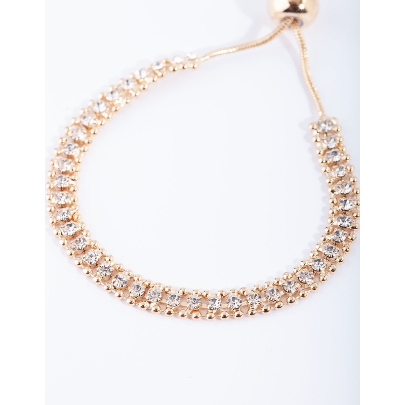 Gold Diamante Toggle Tennis Bracelet