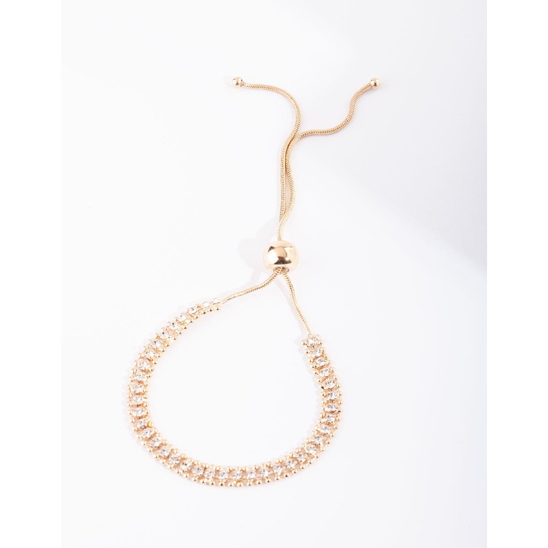 Gold Diamante Toggle Tennis Bracelet