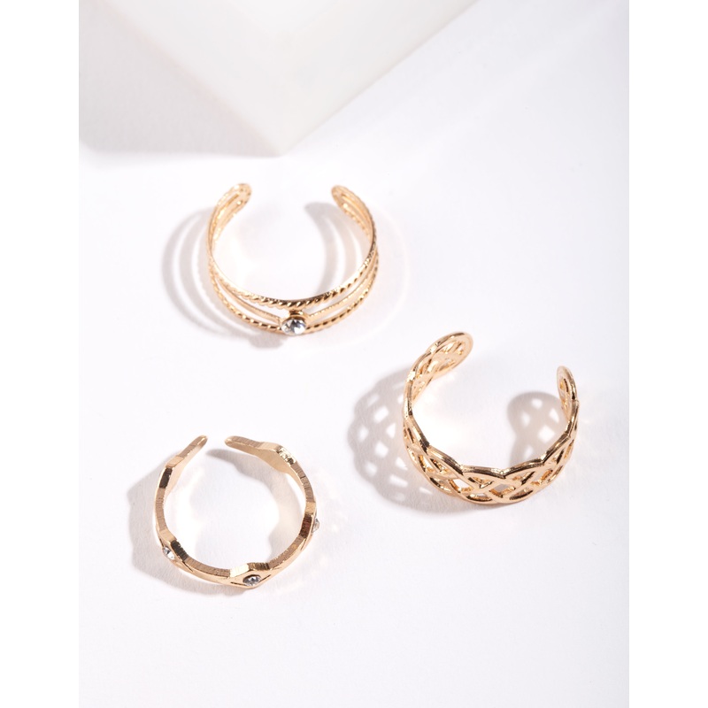 Gold Lattice Toe Ring Pack