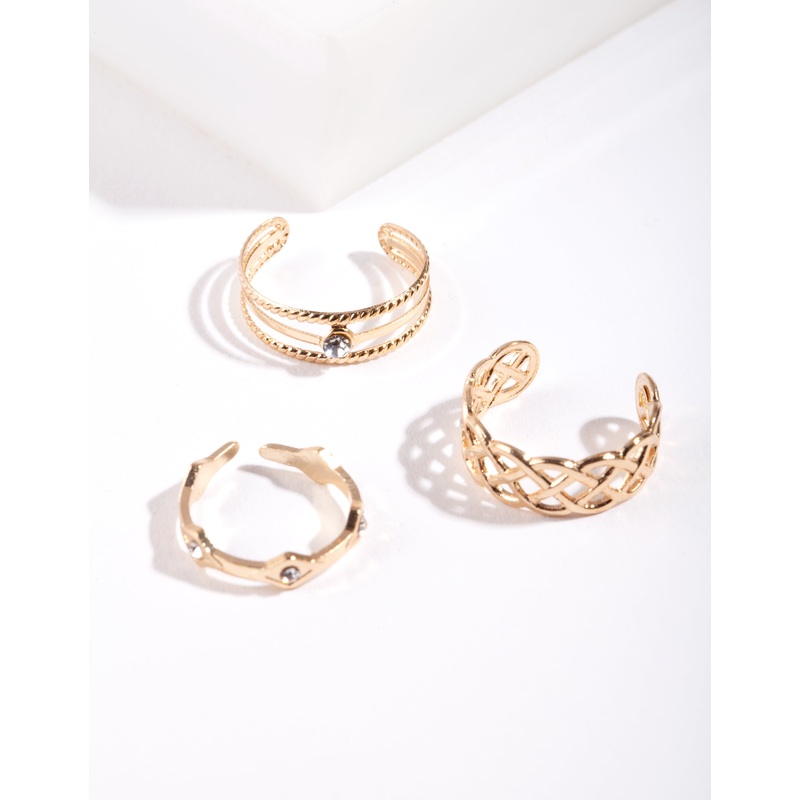 Gold Lattice Toe Ring Pack