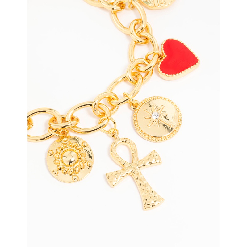 Gold Plated  Chunky Cross Charm Bracelet