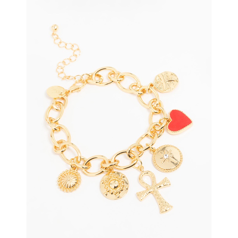 Gold Plated  Chunky Cross Charm Bracelet