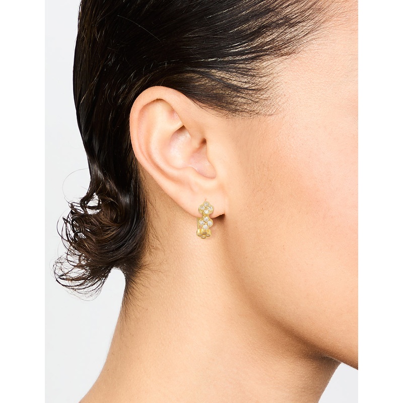 Gold Plated Cubic Zirconia Petal Hoop Earrings