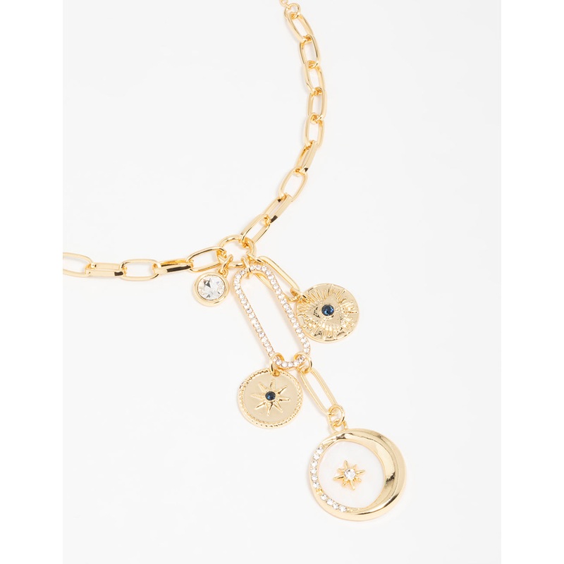 Gold Plated  Triple Coin Heart Necklace