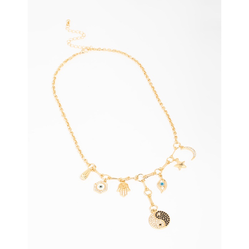 Gold Plated  Yin Yang Charm Necklace
