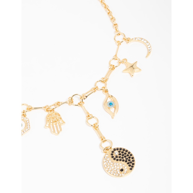 Gold Plated  Yin Yang Charm Necklace