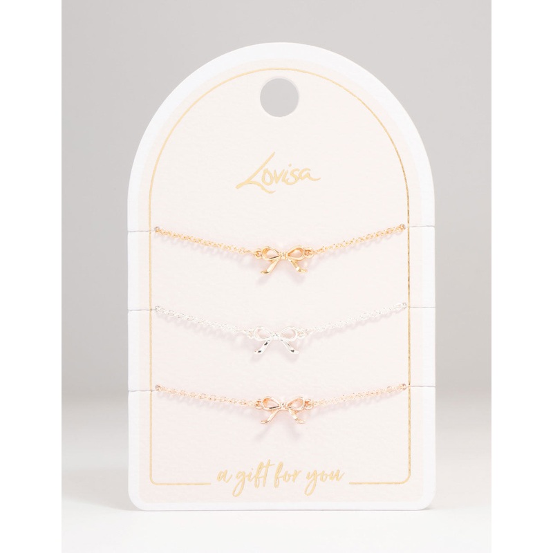 Mixed Metals Bow Bracelets 3-Pack