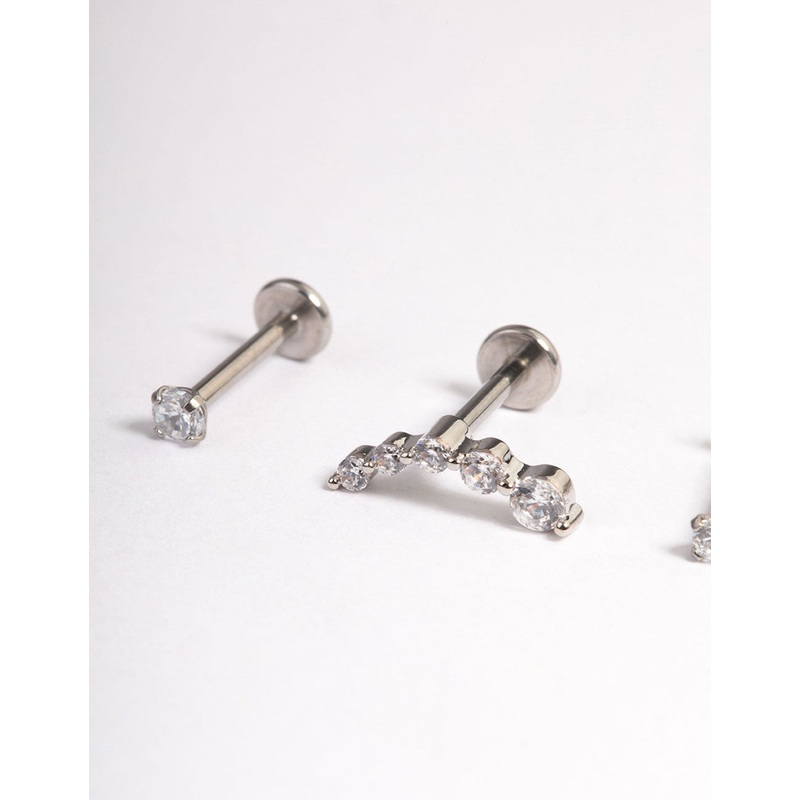 Surgical Steel Cubic Zirconia Crawler Flat Back Pack