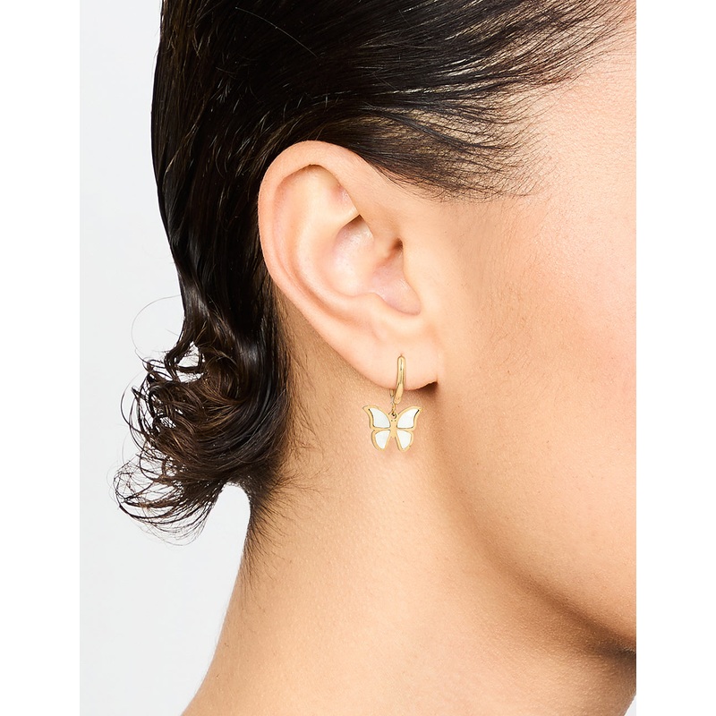 Waterproof Gold Plated Stainless Steel Butterfly Hoop Earrings