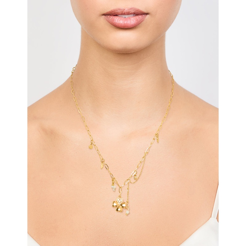 Waterproof Gold Plated Stainless Steel Clover Charm Necklace