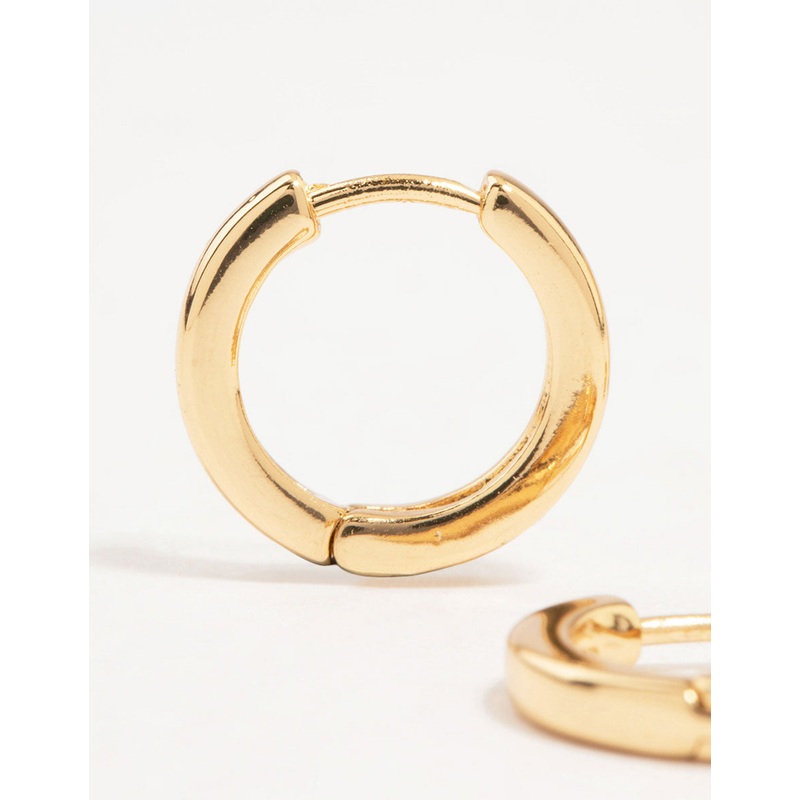 Gold Plated Cubic Zirconia & Sleek Huggie Earrings 2-Pack