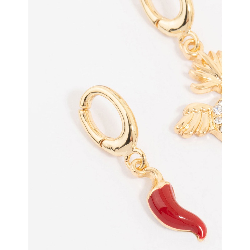 Gold Plated Heart & Chilli Charms 3-Pack